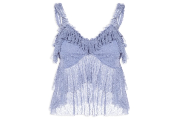 Blusa Feminina Em Renda Com Babados - Azul