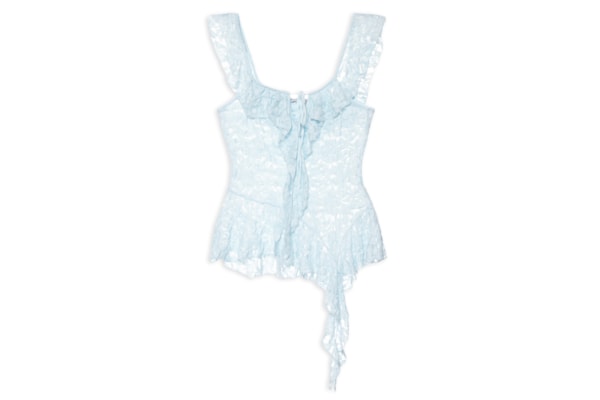 Blusa Feminina Em Renda Com Babados - Azul