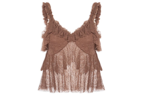 Blusa Feminina Em Renda Com Babados - Marrom