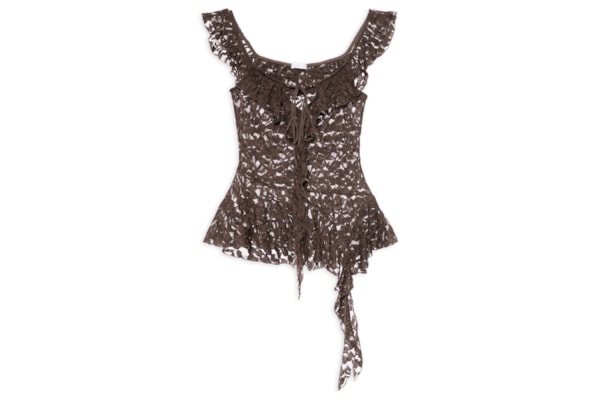 Blusa Feminina Em Renda Com Babados - Marrom