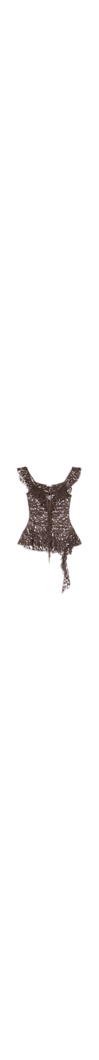 Blusa Feminina Em Renda Com Babados - Marrom