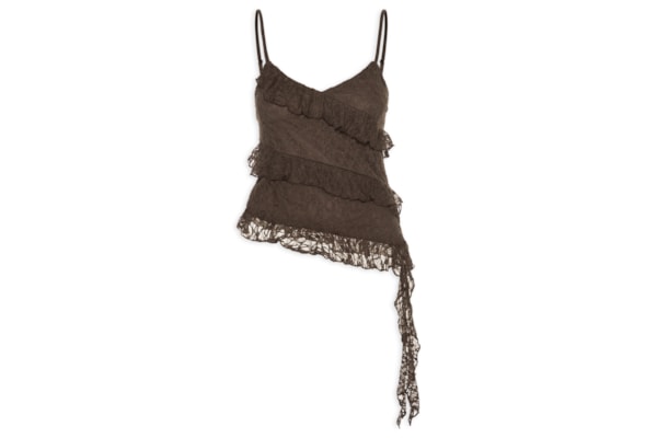 Blusa Feminina em Renda com Babados - Marrom