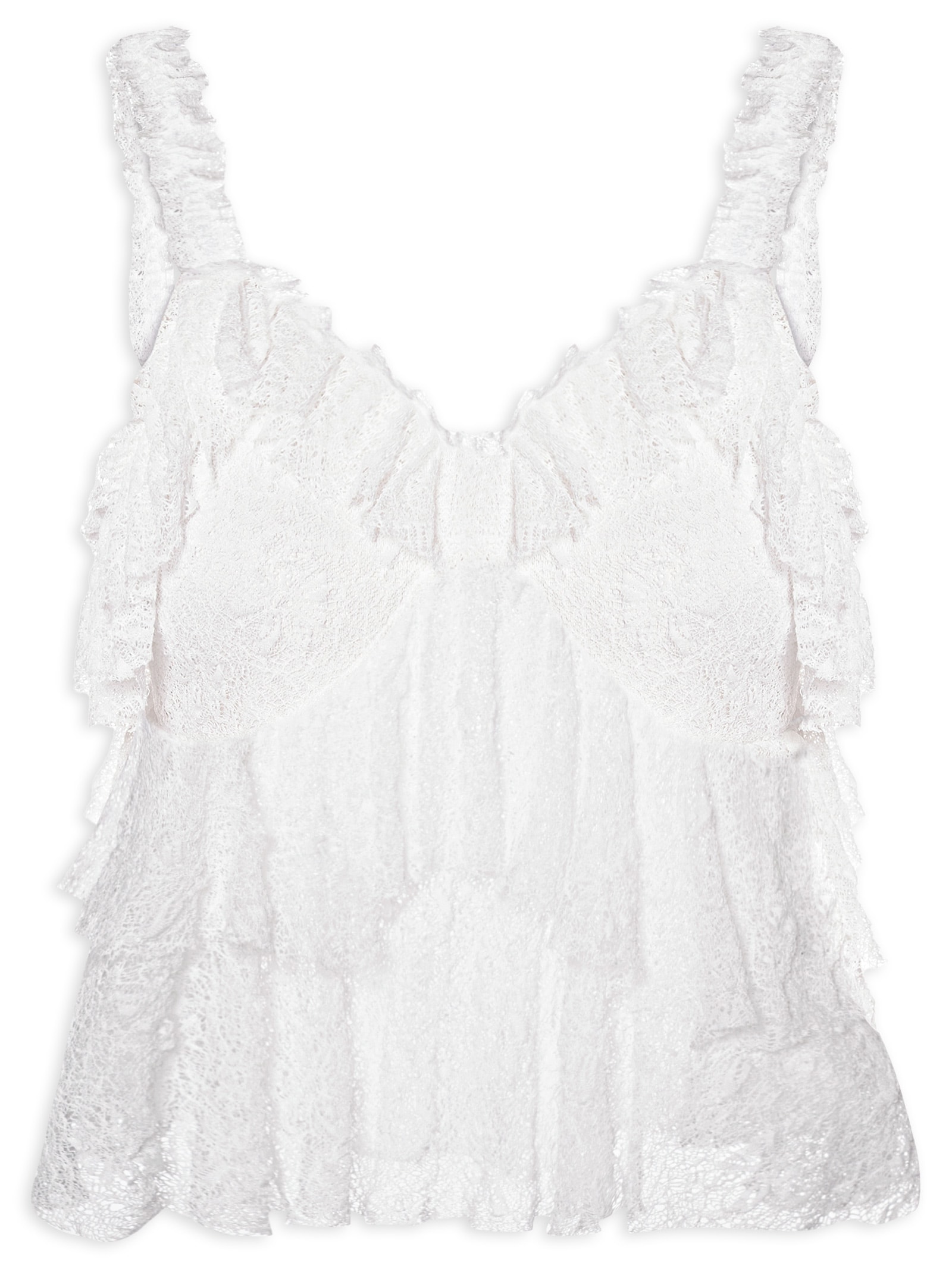 Blusa Feminina Em Renda Com Babados Off White Market 33