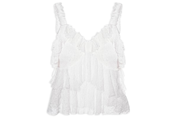 Blusa Feminina Em Renda Com Babados - Off White