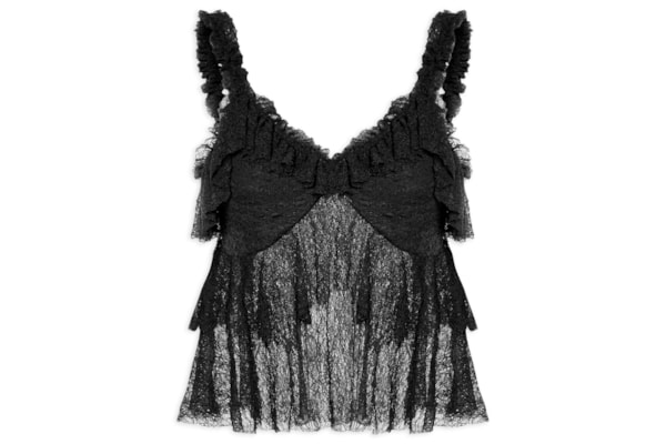 Blusa Feminina Em Renda Com Babados - Preto