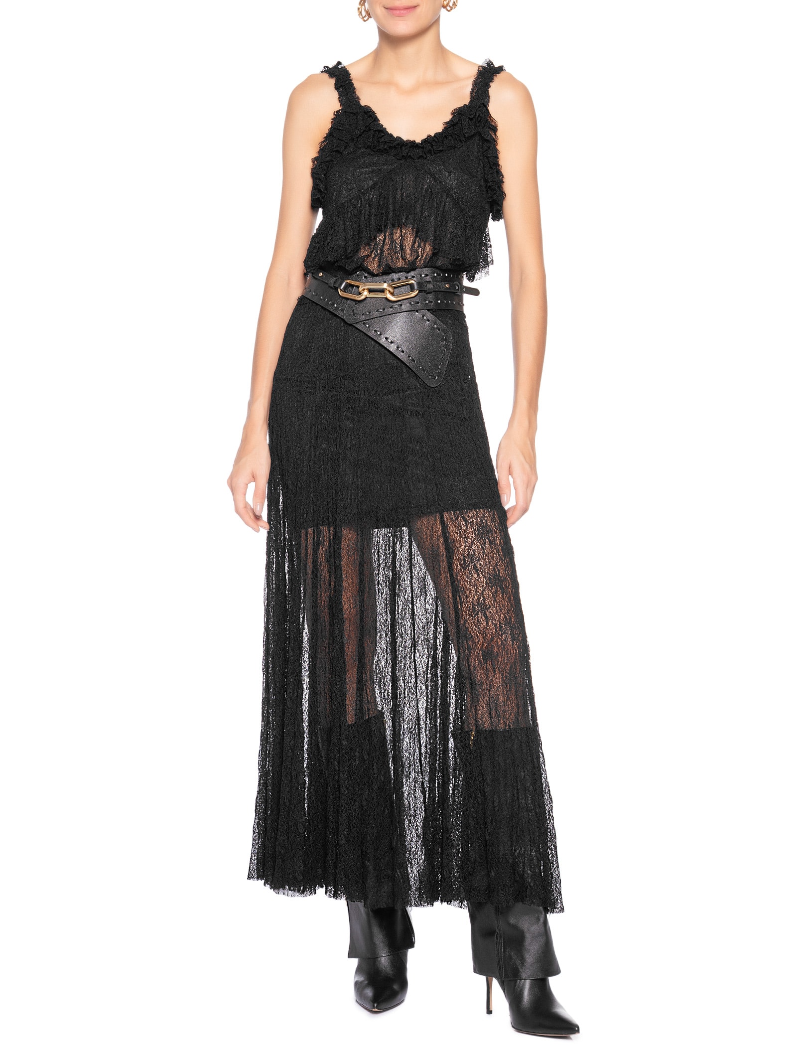 Blusa Feminina Em Renda Com Babados Preto Market 33