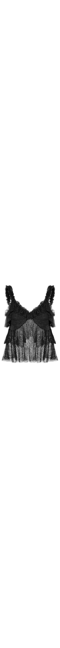 Blusa Feminina Em Renda Com Babados - Preto