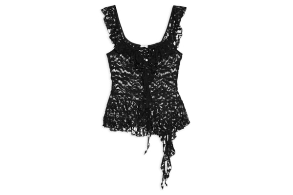 Blusa Feminina Em Renda Com Babados - Preto