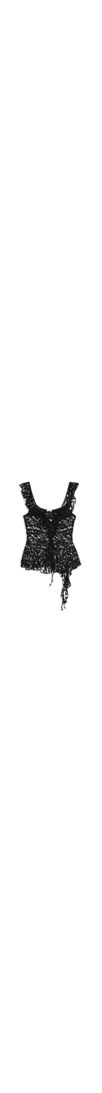 Blusa Feminina Em Renda Com Babados - Preto