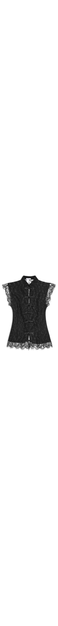 Blusa Feminina em Renda com Fecho em Nó Chinês - Preto
