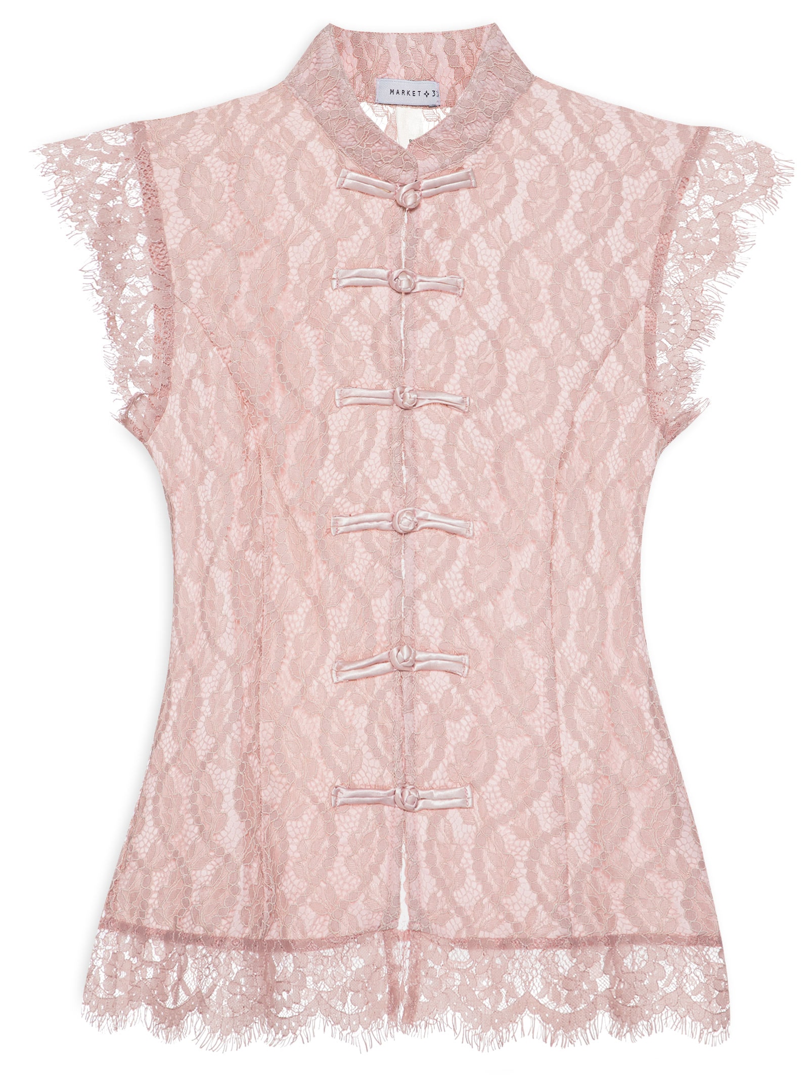 Blusa Feminina em Renda com Fecho em Nó Chinês Rosa Market 33
