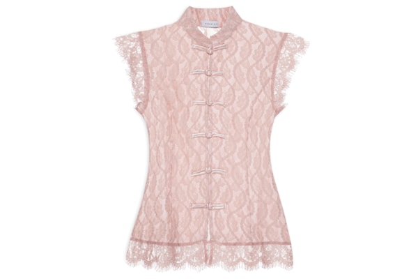 Blusa Feminina em Renda com Fecho em Nó Chinês - Rosa