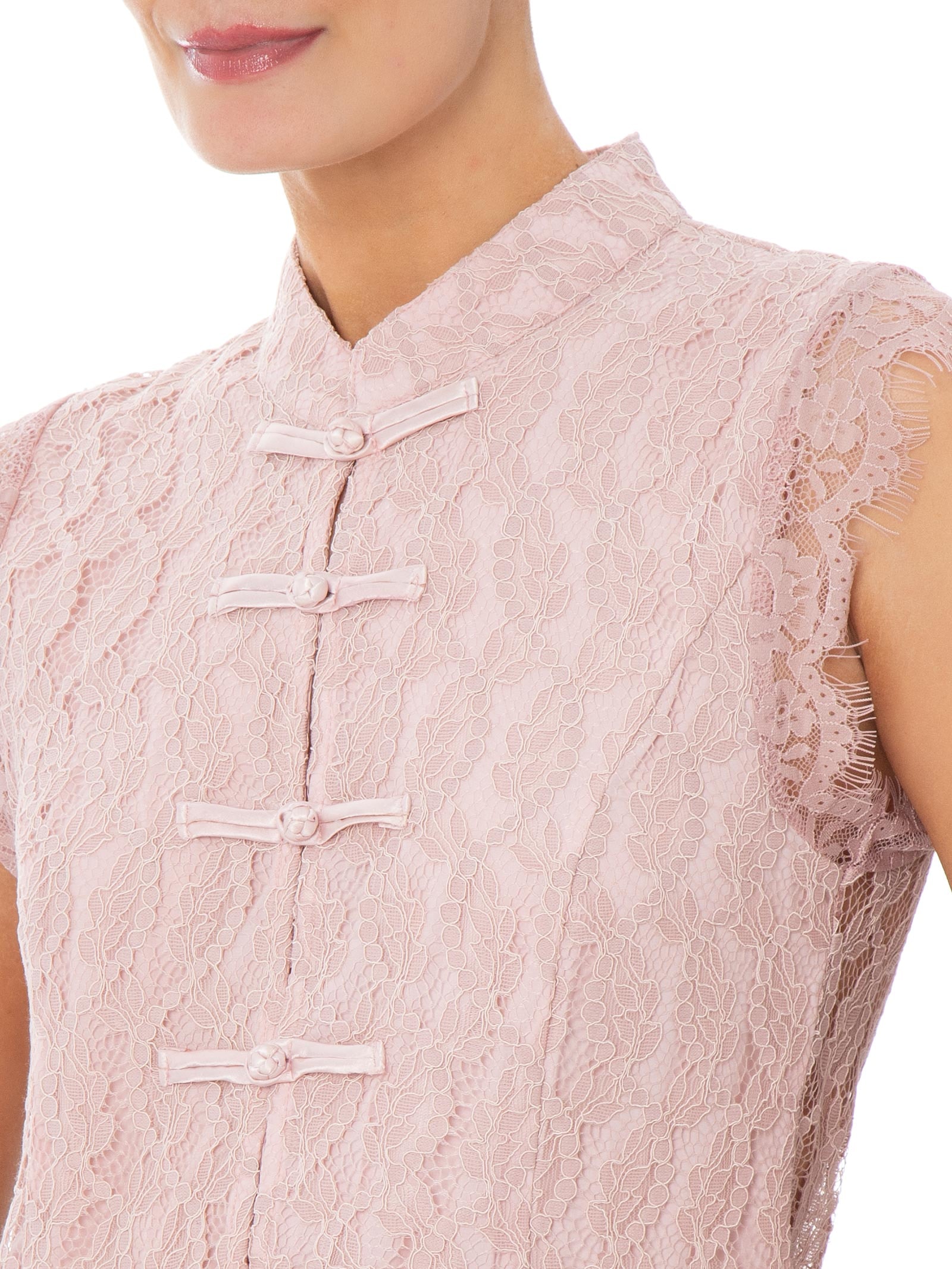 Blusa Feminina em Renda com Fecho em Nó Chinês Rosa Market 33