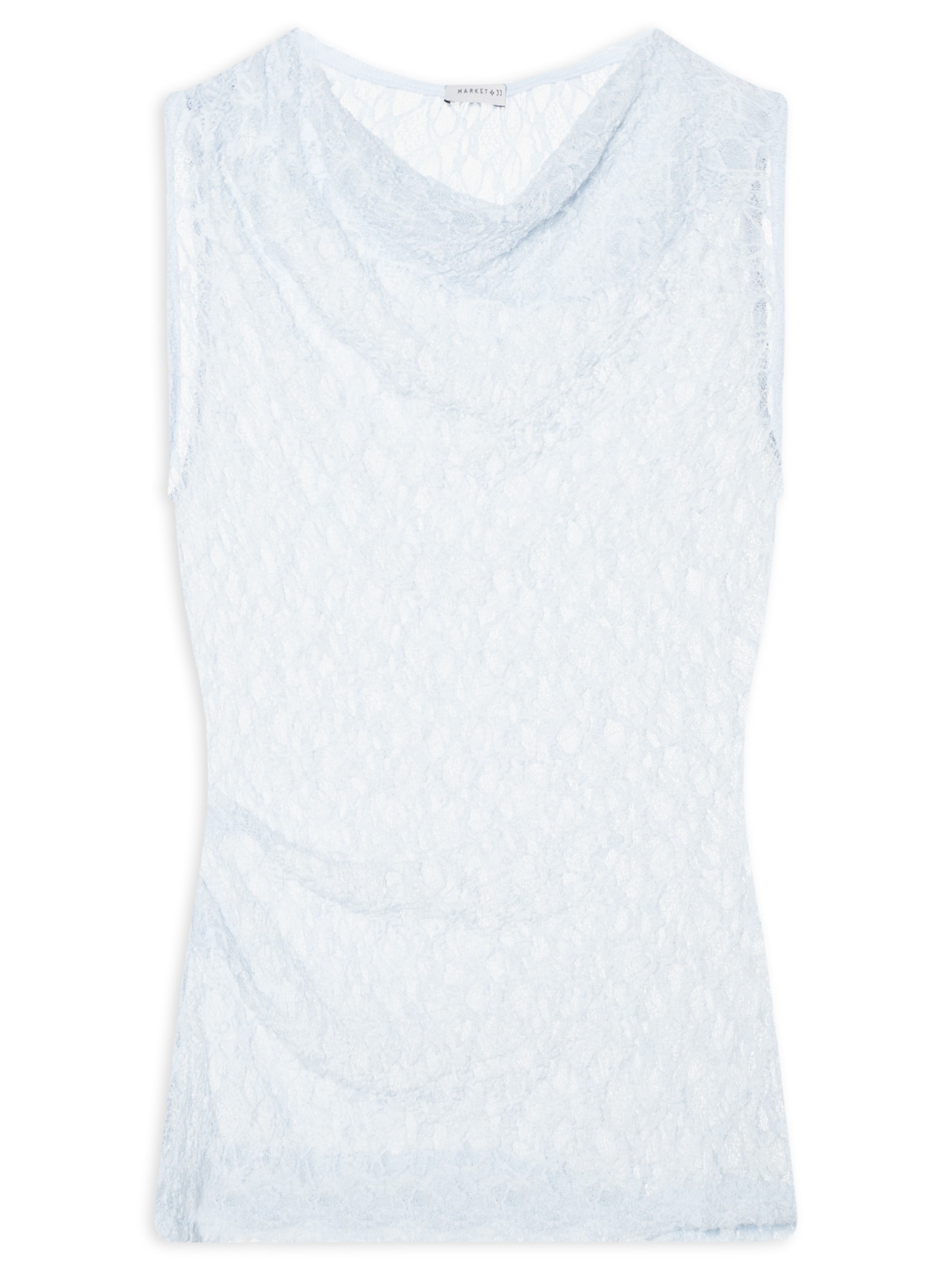 Blusa Feminina Em Renda Com Transparência Azul Market 33