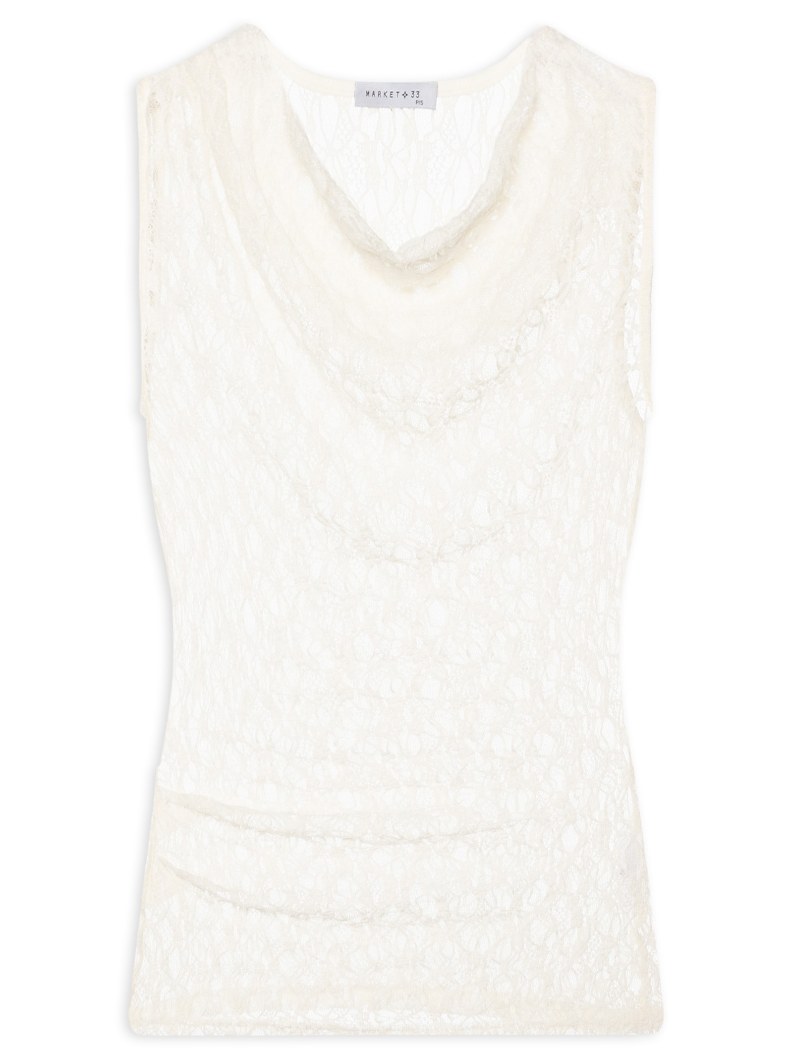 Blusa Feminina Em Renda Com Transparência Off White Market 33