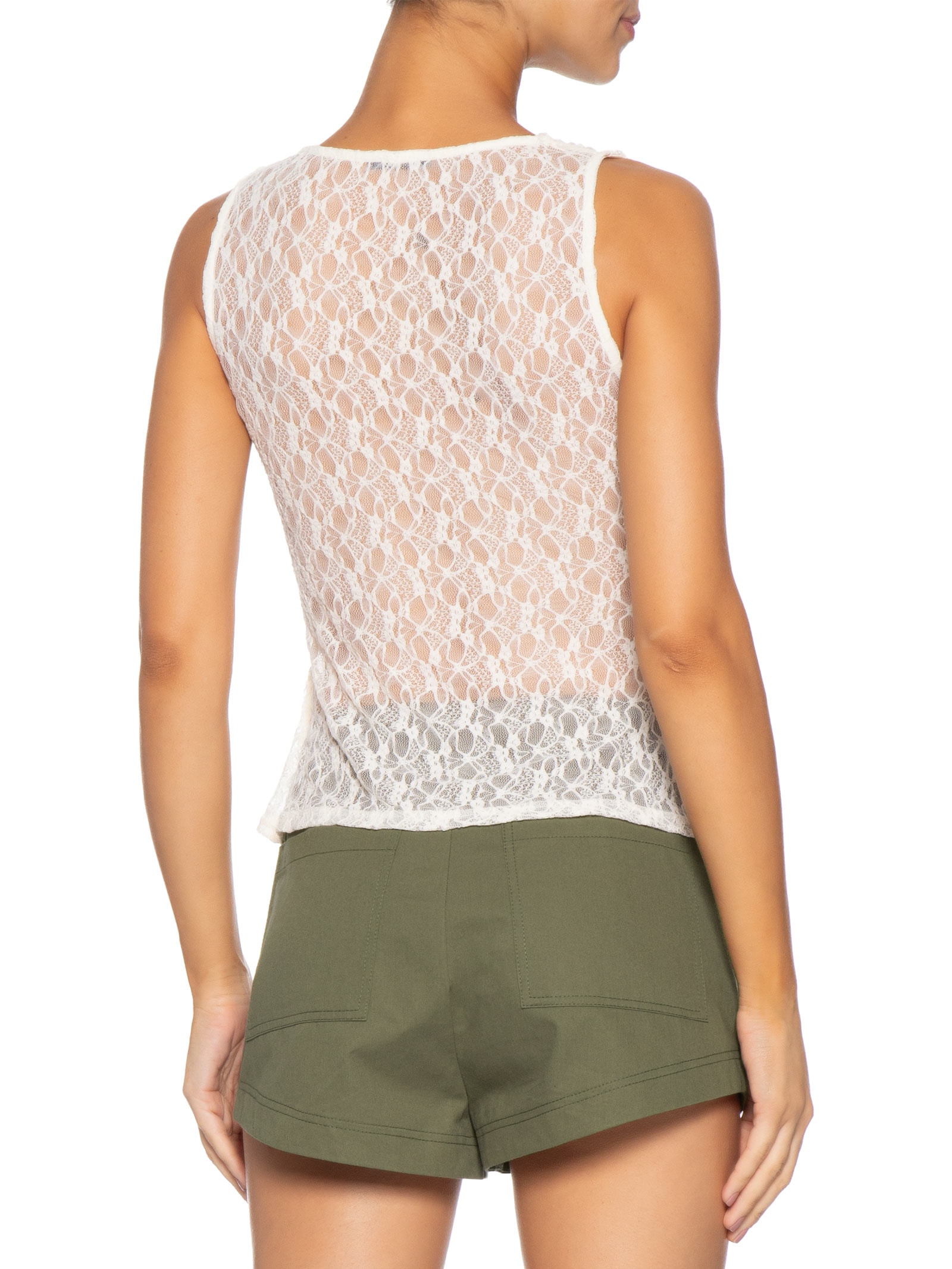 Blusa Feminina Em Renda Com Transparência Off White Market 33