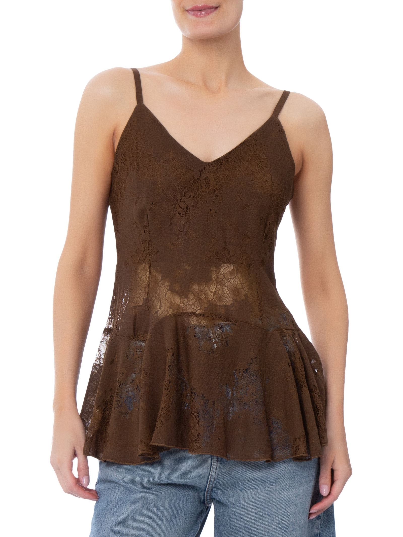 Blusa Feminina Em Renda Marrom Market 33