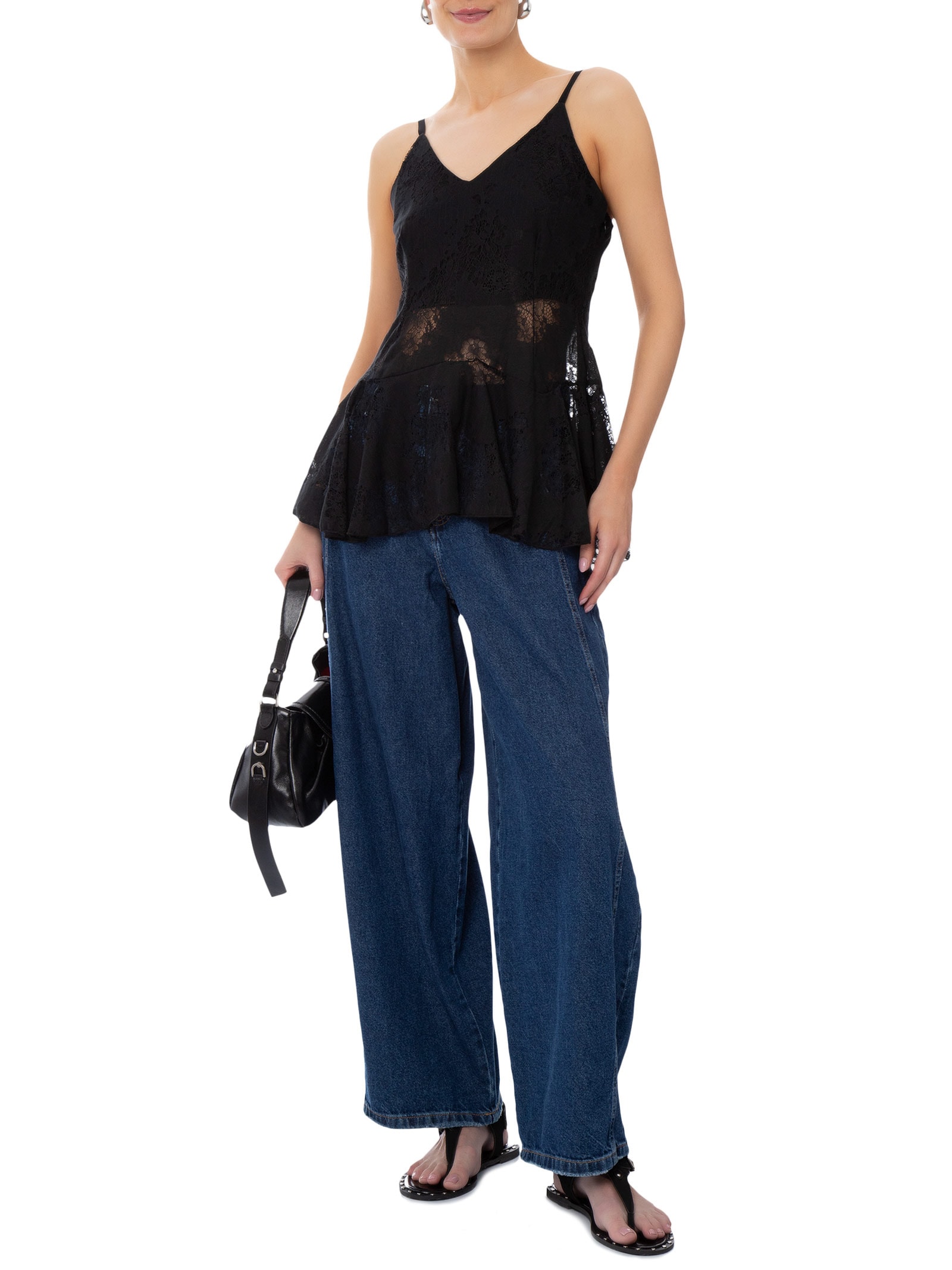 Blusa Feminina Em Renda Preto Market 33