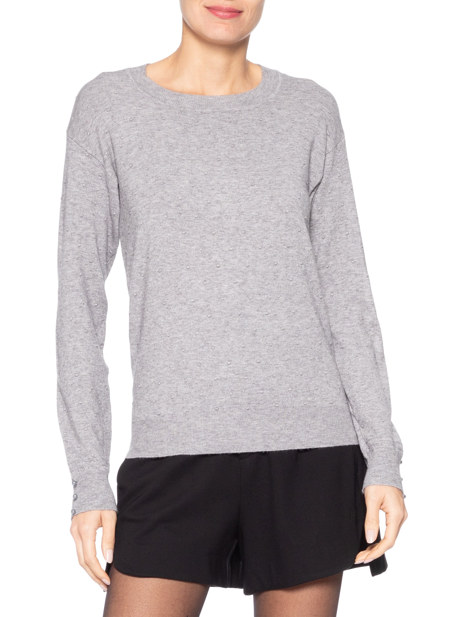 Blusa Feminina Em Tricot Cinza Market 33