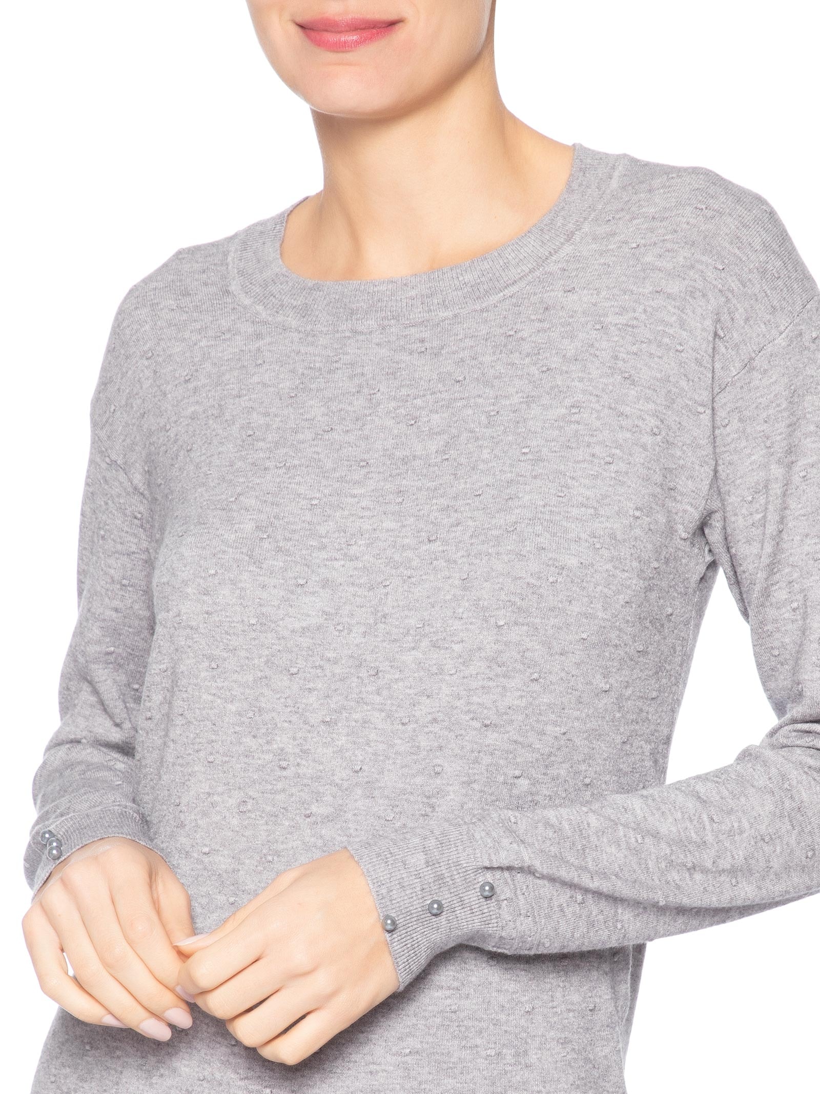 Blusa Feminina Em Tricot Cinza Market 33