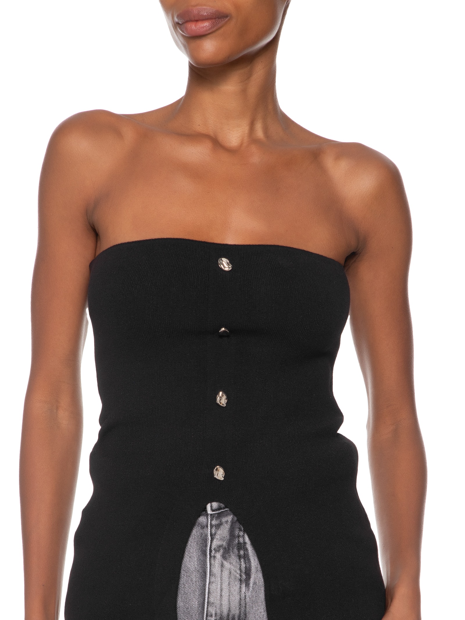 Blusa Feminina em Tricot Com Abotoamento Preto Market 33