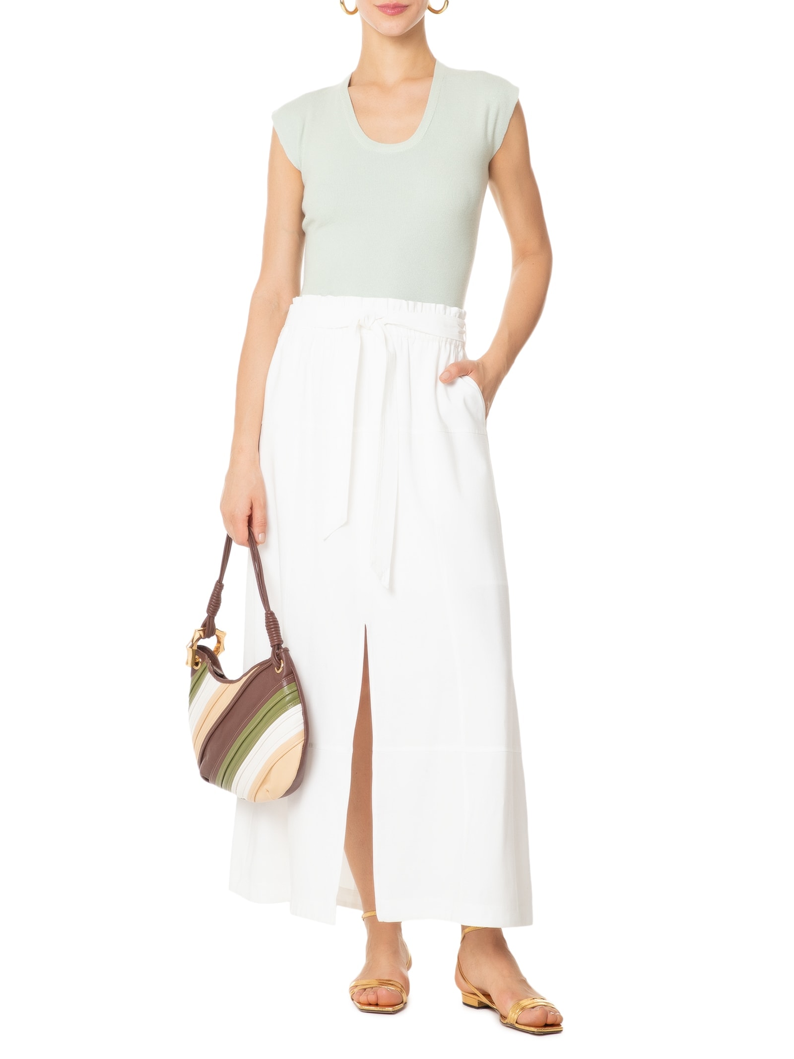 Blusa Feminina Em Tricot Com Alça Alongada Verde '2Essential
