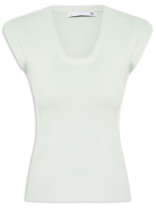 Blusa Feminina Em Tricot Com Alça Alongada – Verde