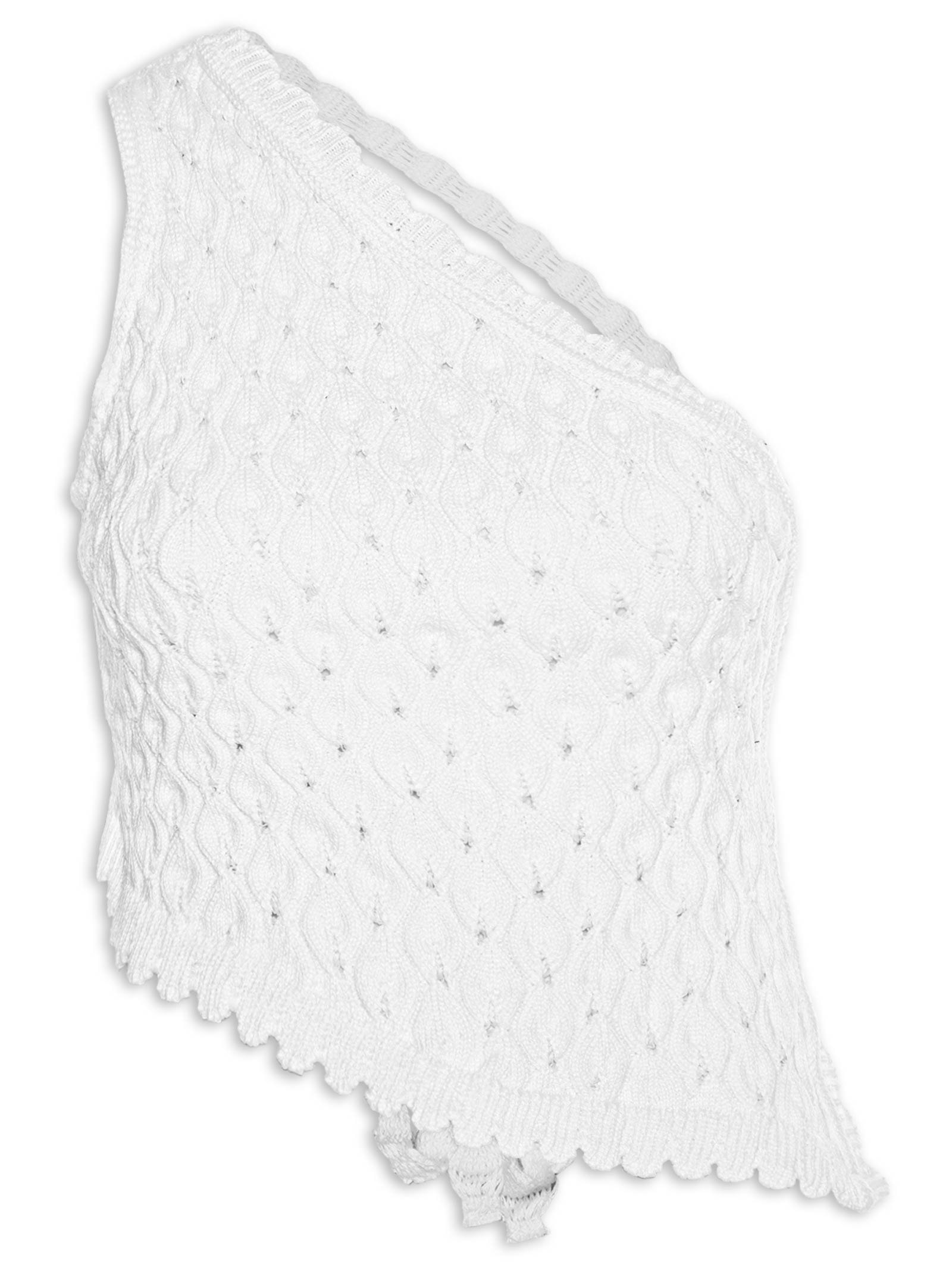 Blusa Feminina em Tricot com Amarração nas Costas Branco Market 33