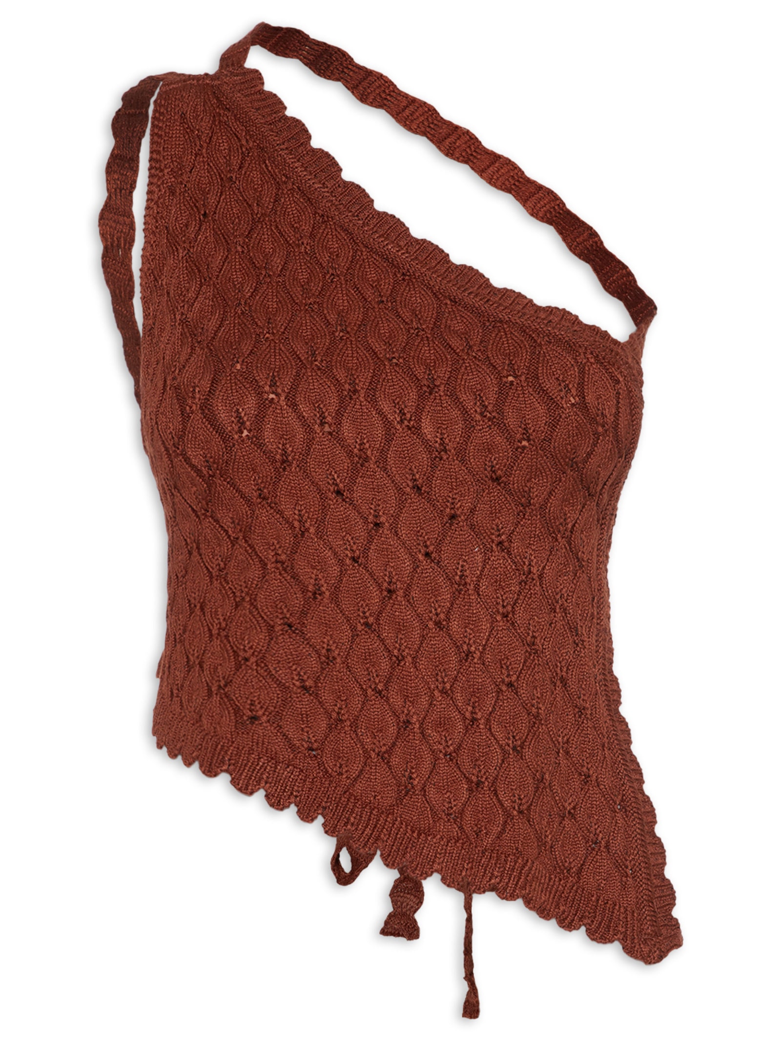 Blusa Feminina Em Tricot Com Amarração Nas Costas Marrom Market 33