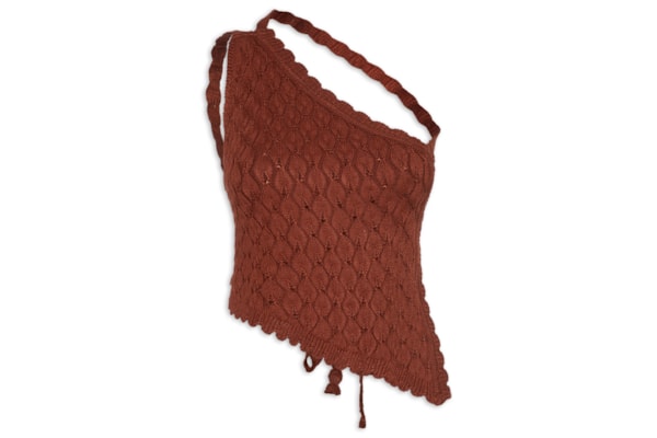 Blusa Feminina Em Tricot Com Amarração Nas Costas - Marrom