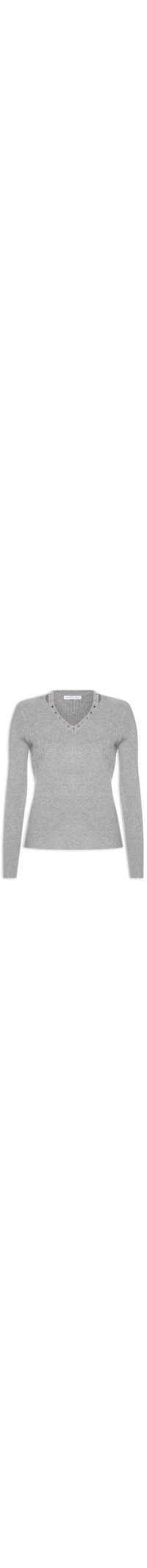 Blusa Feminina Em Tricot Com Aplicação De Tachas - Cinza