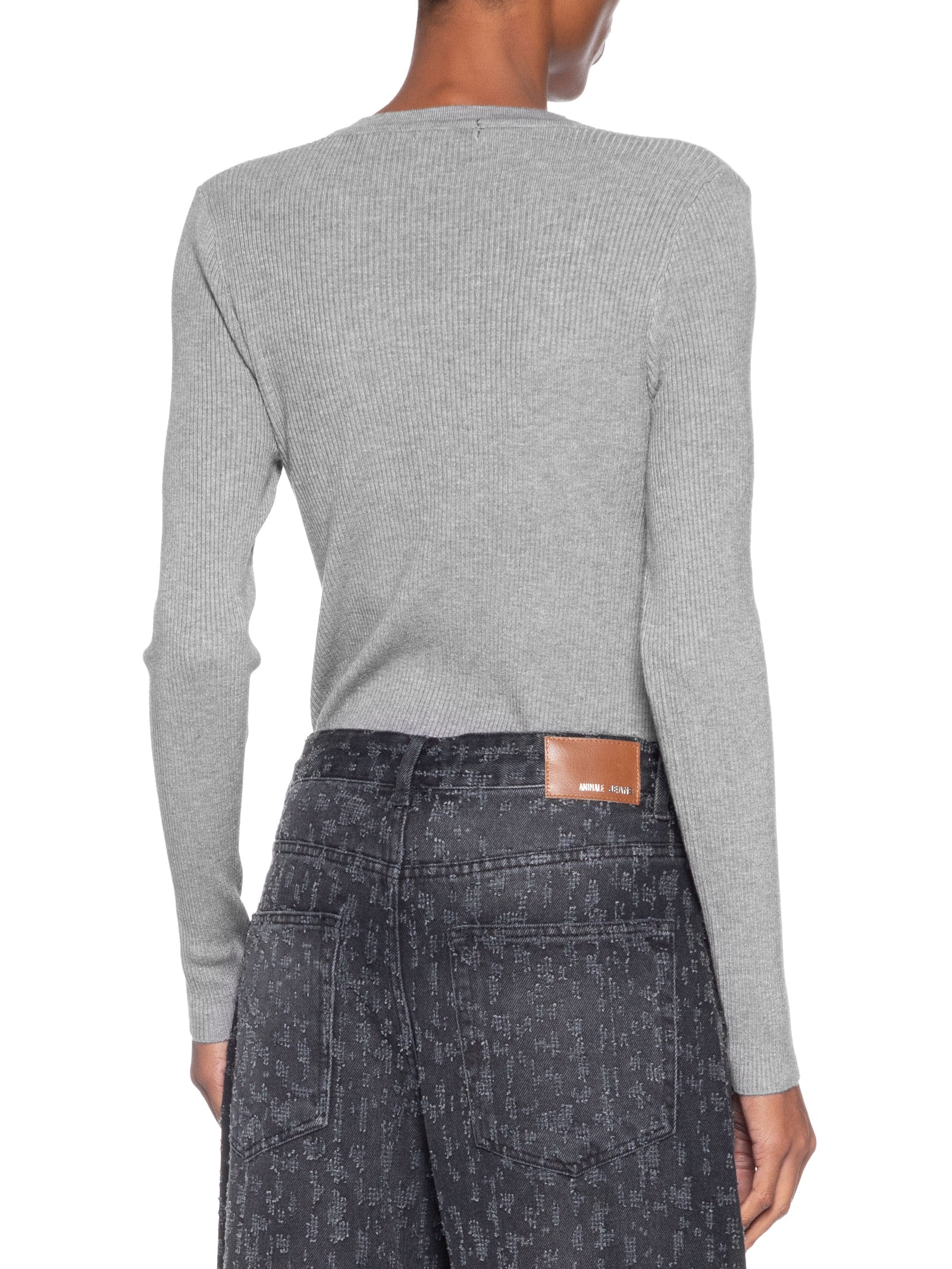 Blusa Feminina Em Tricot Com Aplicação De Tachas Cinza Market 33