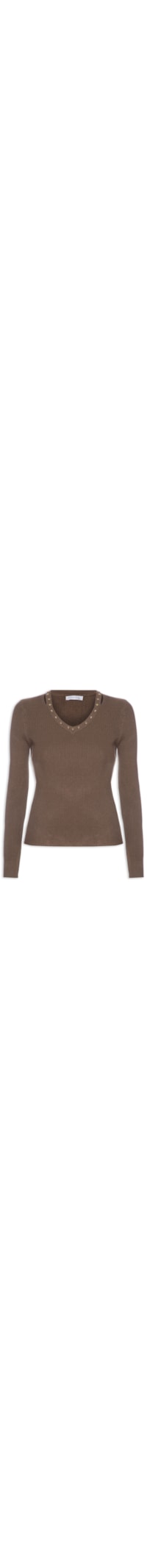 Blusa Feminina Em Tricot Com Aplicação De Tachas - Marrom