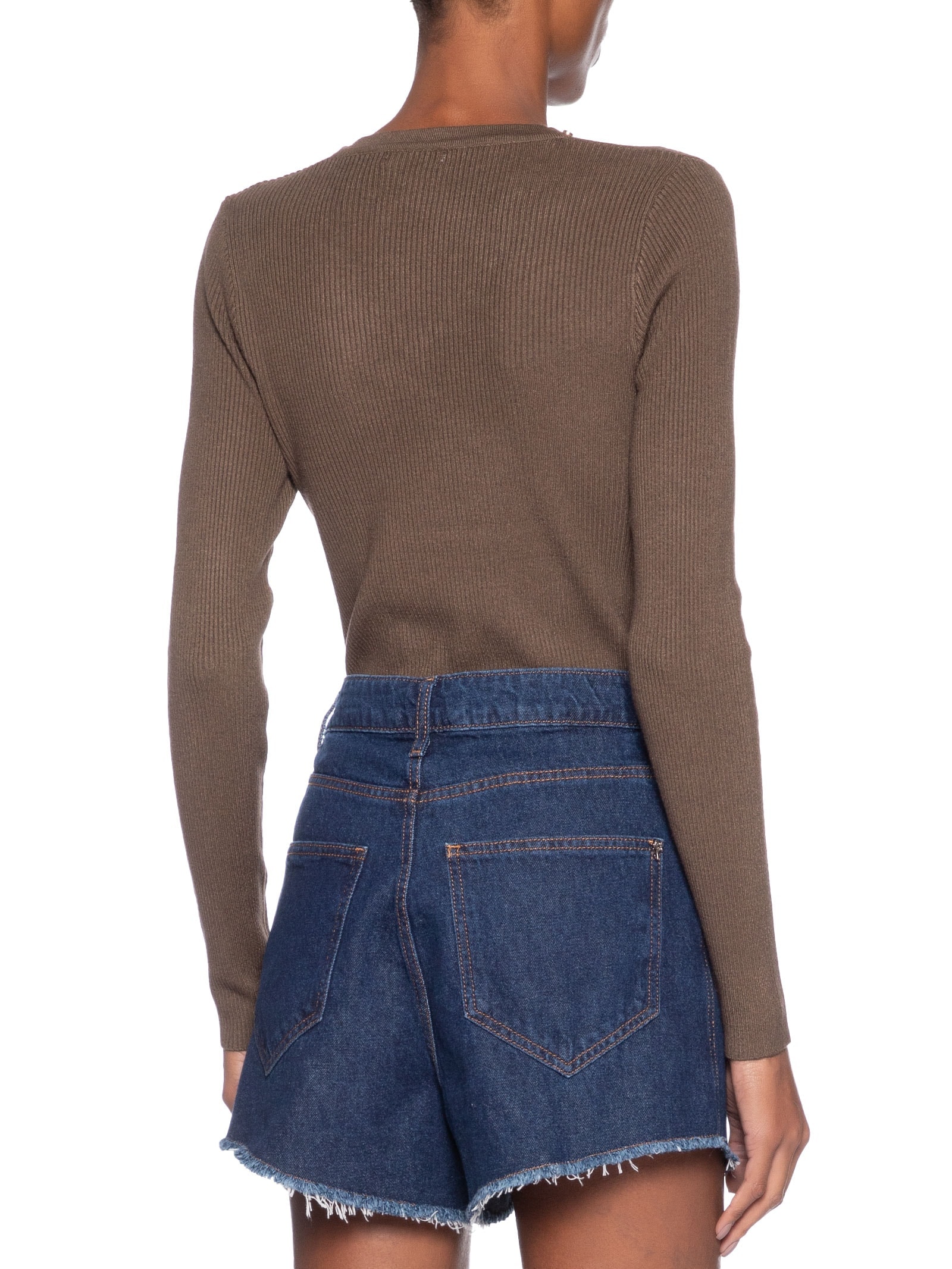 Blusa Feminina Em Tricot Com Aplicação De Tachas Marrom Market 33