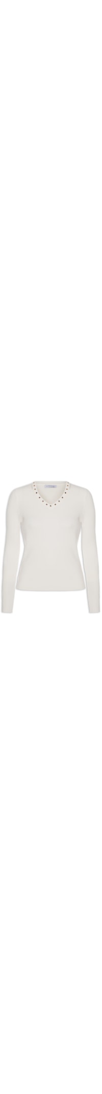 Blusa Feminina Em Tricot Com Aplicação De Tachas - Off White
