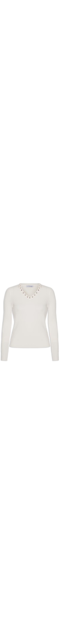 Blusa Feminina Em Tricot Com Aplicação De Tachas - Off White