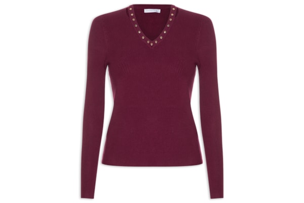 Blusa Feminina Em Tricot Com Aplicação De Tachas - Vermelho