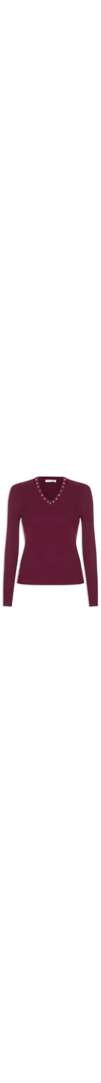 Blusa Feminina Em Tricot Com Aplicação De Tachas - Vermelho