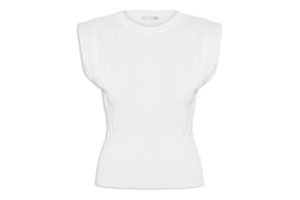 Blusa Feminina Em Tricot Com Barra Larga - Branco 