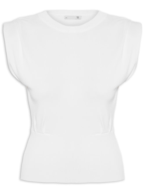 Blusa Feminina Em Tricot Com Barra Larga – Branco
