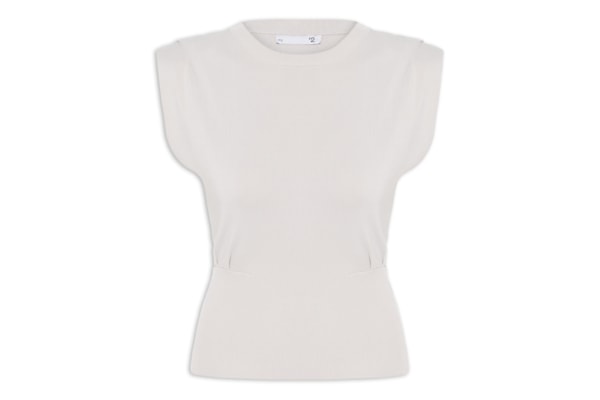 Blusa Feminina Em Tricot Com Barra Larga - Cinza 