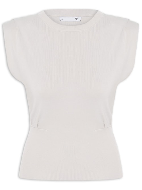 Blusa Feminina Em Tricot Com Barra Larga – Cinza