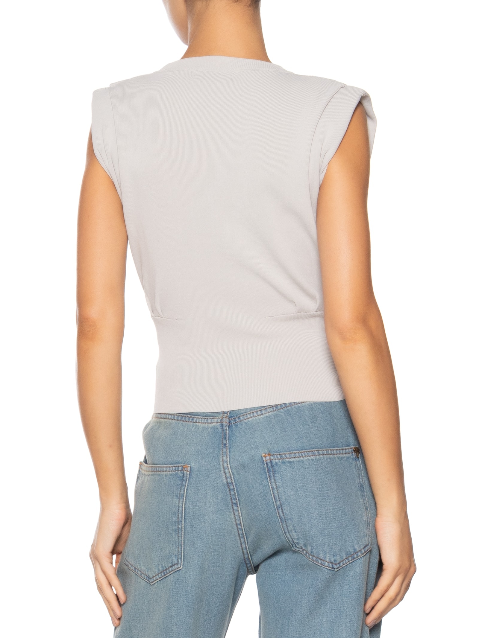 Blusa Feminina Em Tricot Com Barra Larga Cinza  '2Essential