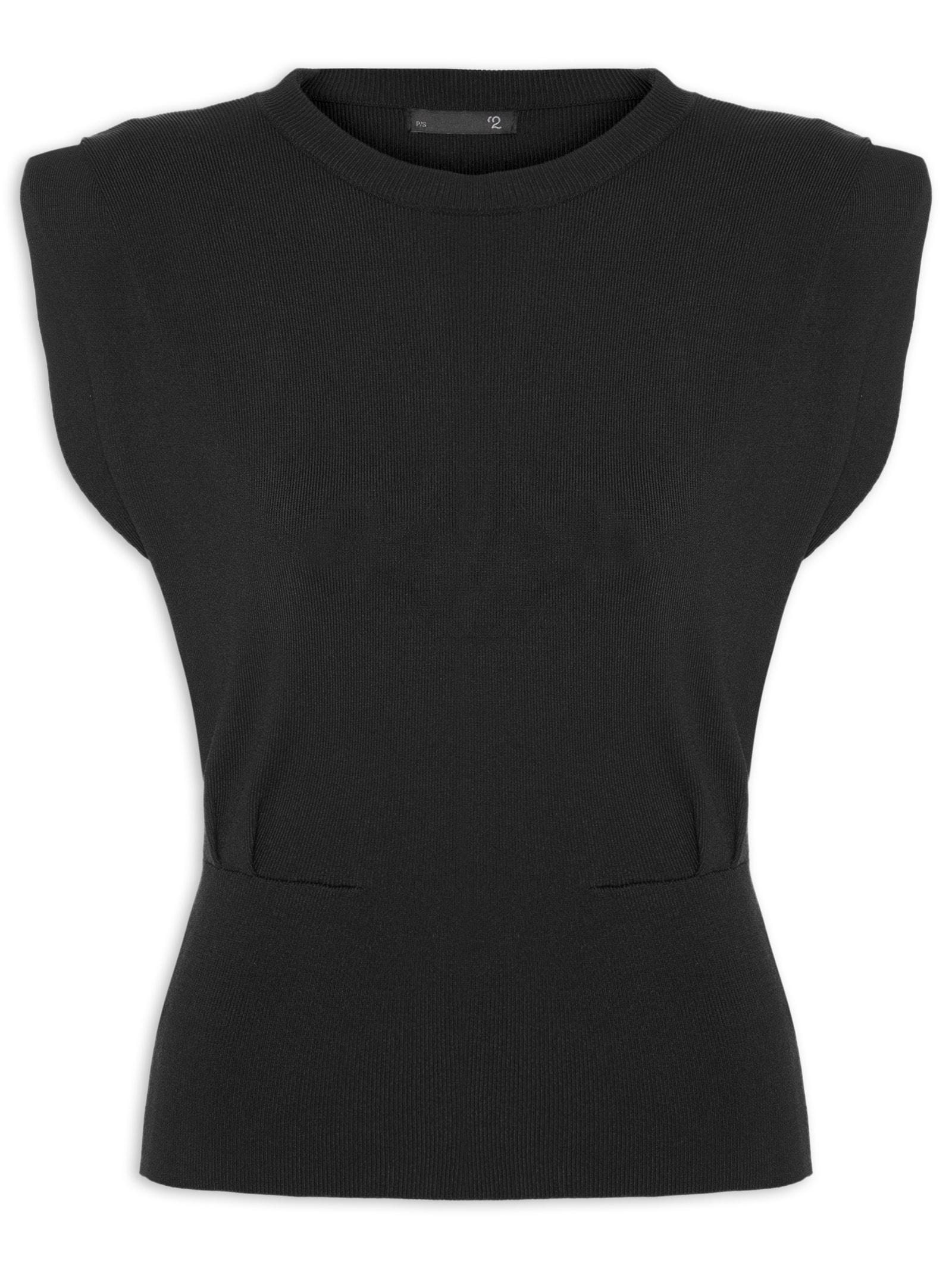 Blusa Feminina Em Tricot Com Barra Larga Preto '2Essential