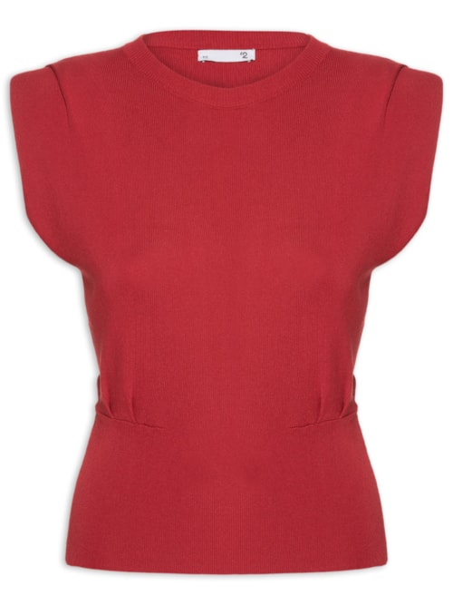 Blusa Feminina Em Tricot Com Barra Larga – Vermelho