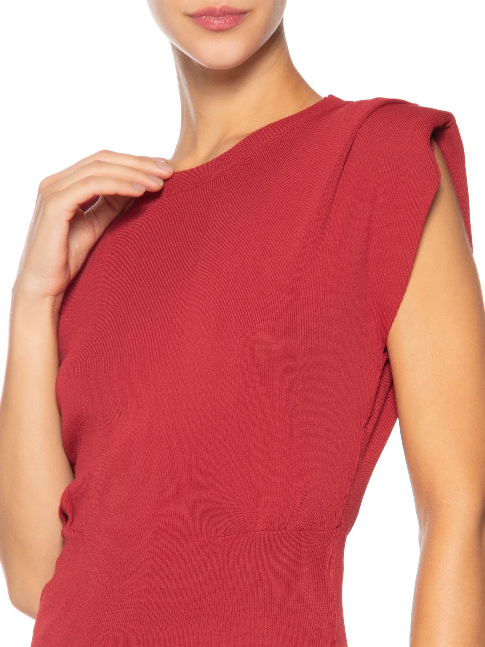 Blusa Feminina Em Tricot Com Barra Larga Vermelho '2Essential