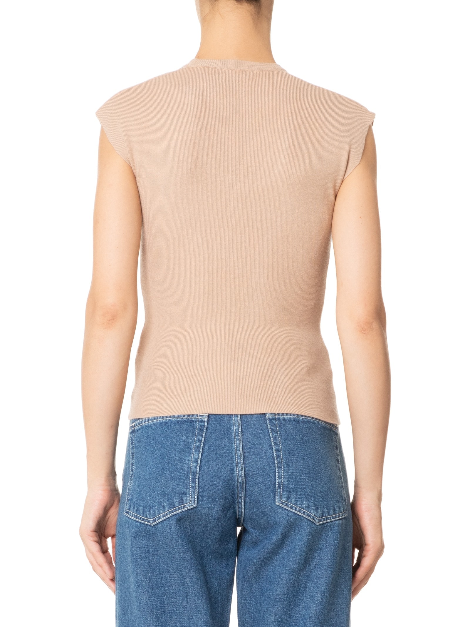 Blusa Feminina Em Tricot Com Cava Alongada Bege  '2Essential