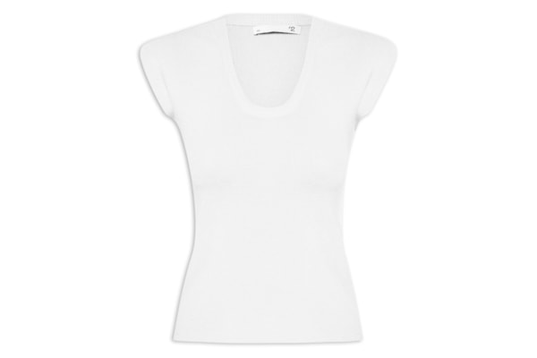 Blusa Feminina Em Tricot Com Cava Alongada - Branco 