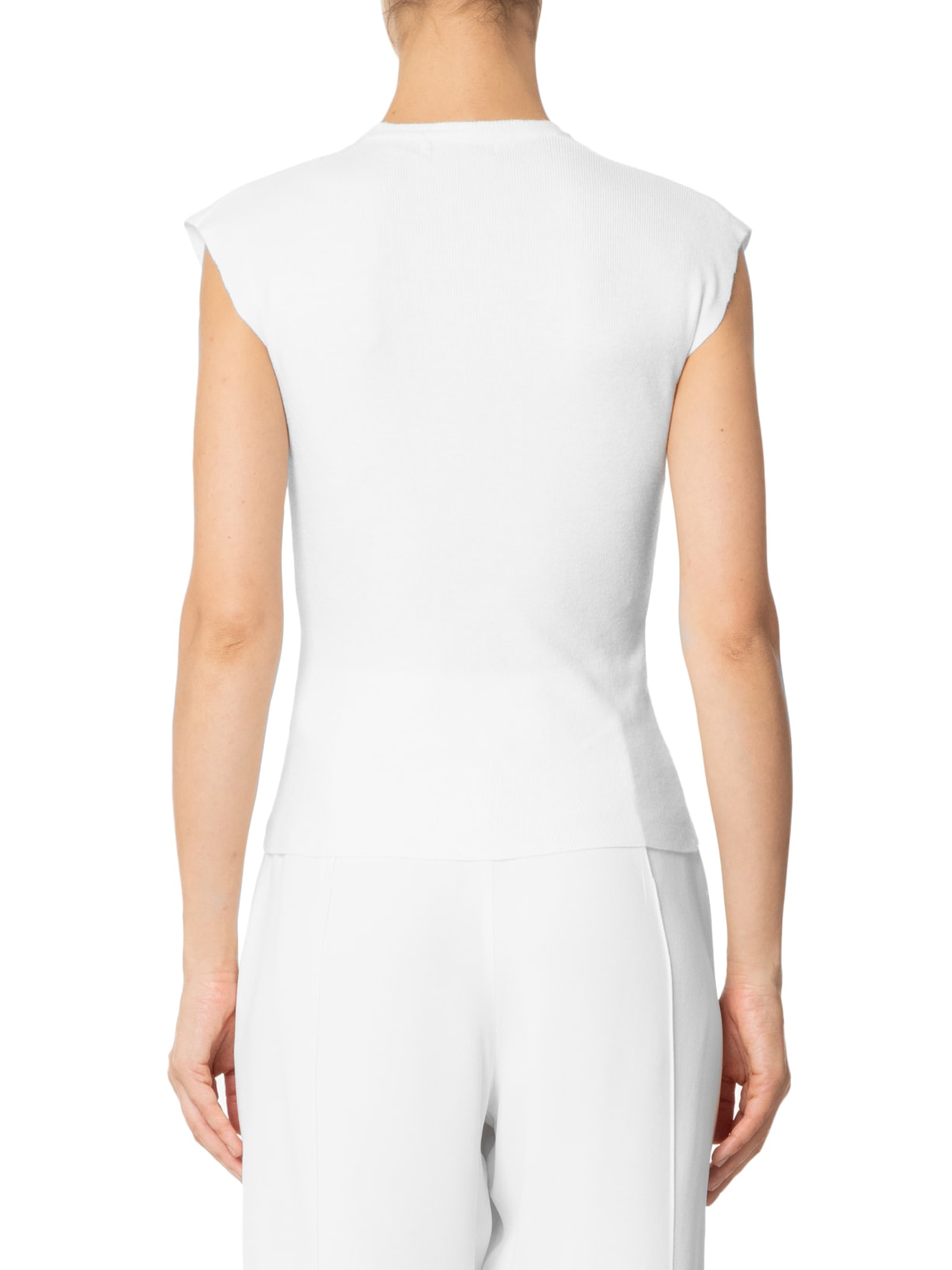 Blusa Feminina Em Tricot Com Cava Alongada Branco  '2Essential