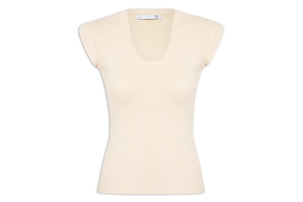 Blusa Feminina Em Tricot Com Cava Alongada - Off White 